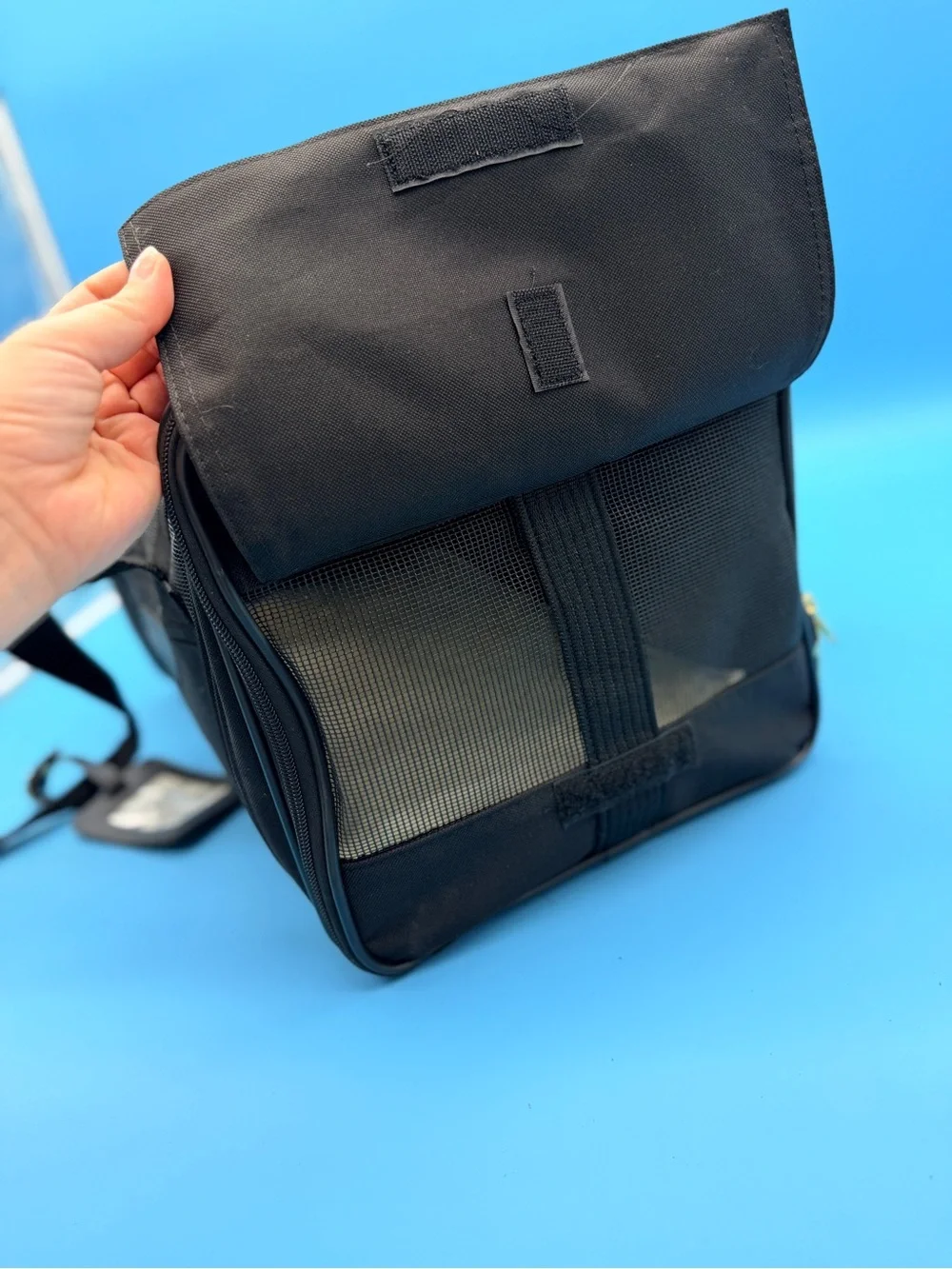 Delta Black Travel Pet Carrier Tote with Mesh Windows